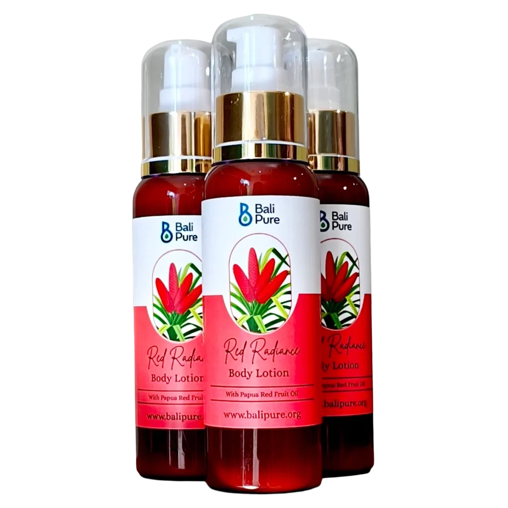 Three bottles of Bali Pure Red Radiance Body Lotion