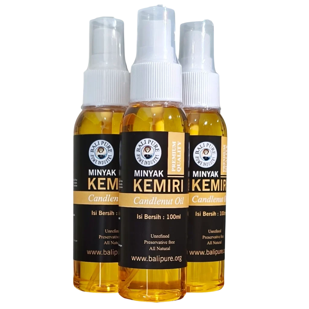 Three 100ml spray bottles of Bali Pure Candlenut Oil