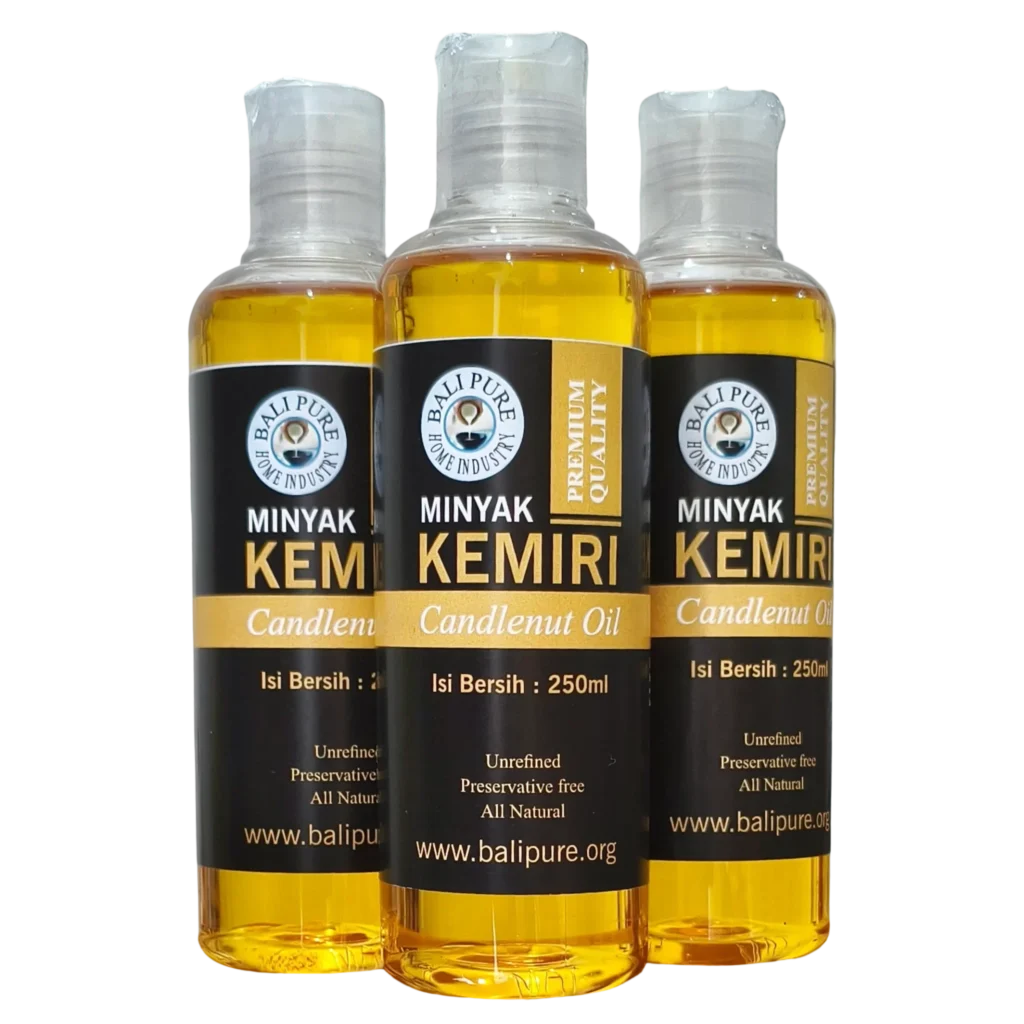 Three 250ml bottles of Bali Pure Candlenut Oil