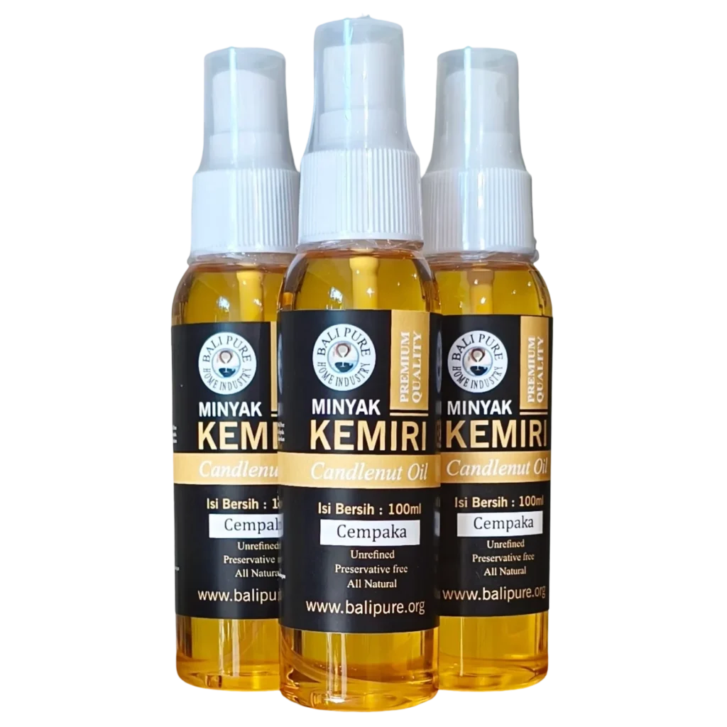 Three 100ml spray bottles of Bali Pure Candlenut Oil Cempaka