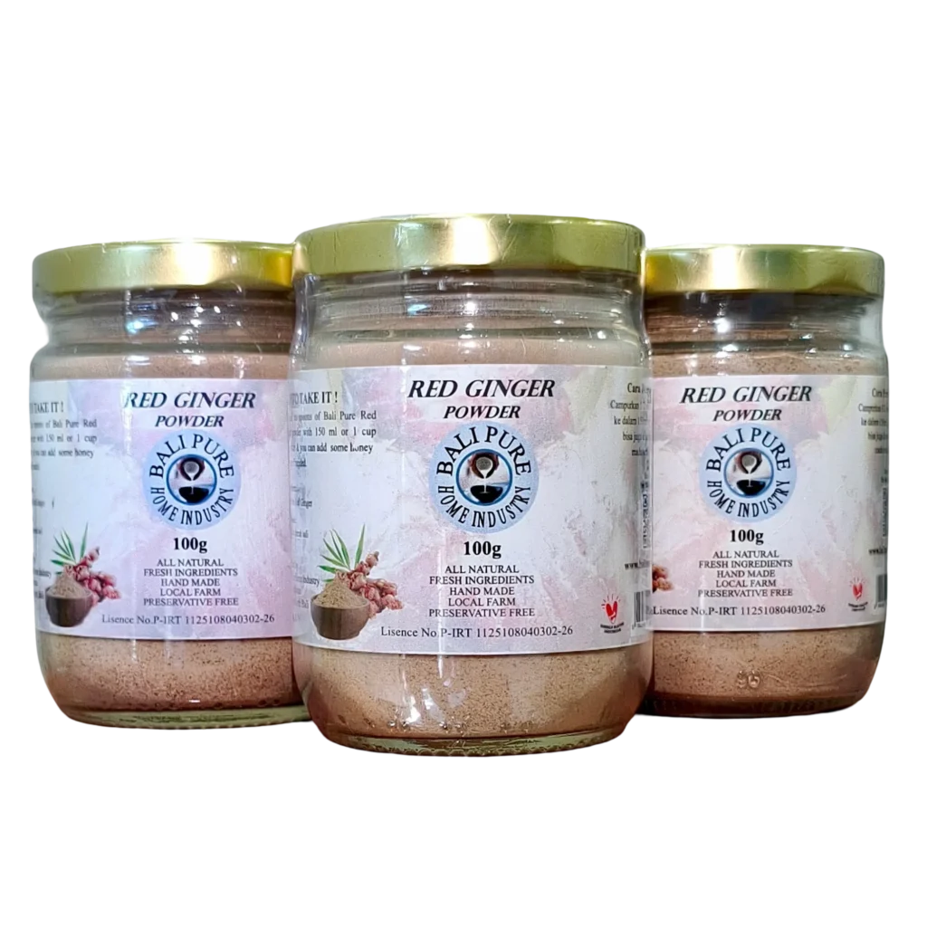 Three 100g jars of Bali Pure Red Ginger Powder