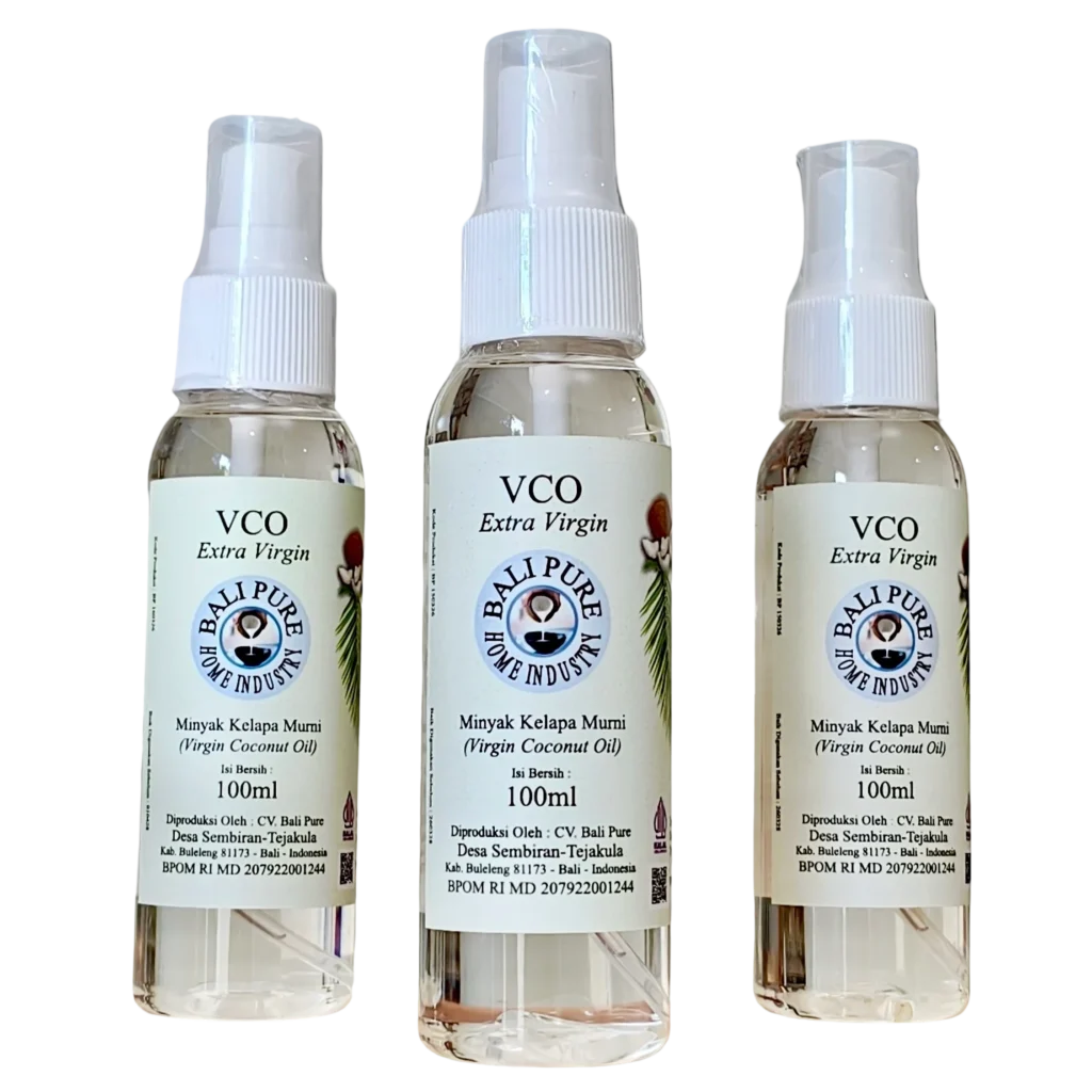 Three 100ml spray bottles of Bali Pure Virgin Coconut Oil