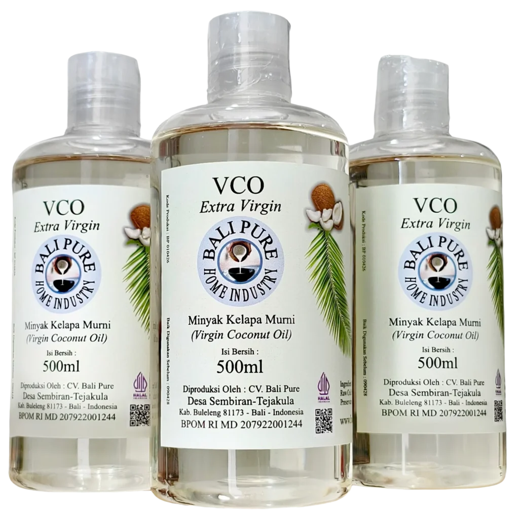 Three 500ml bottles of Bali Pure Virgin Coconut Oil
