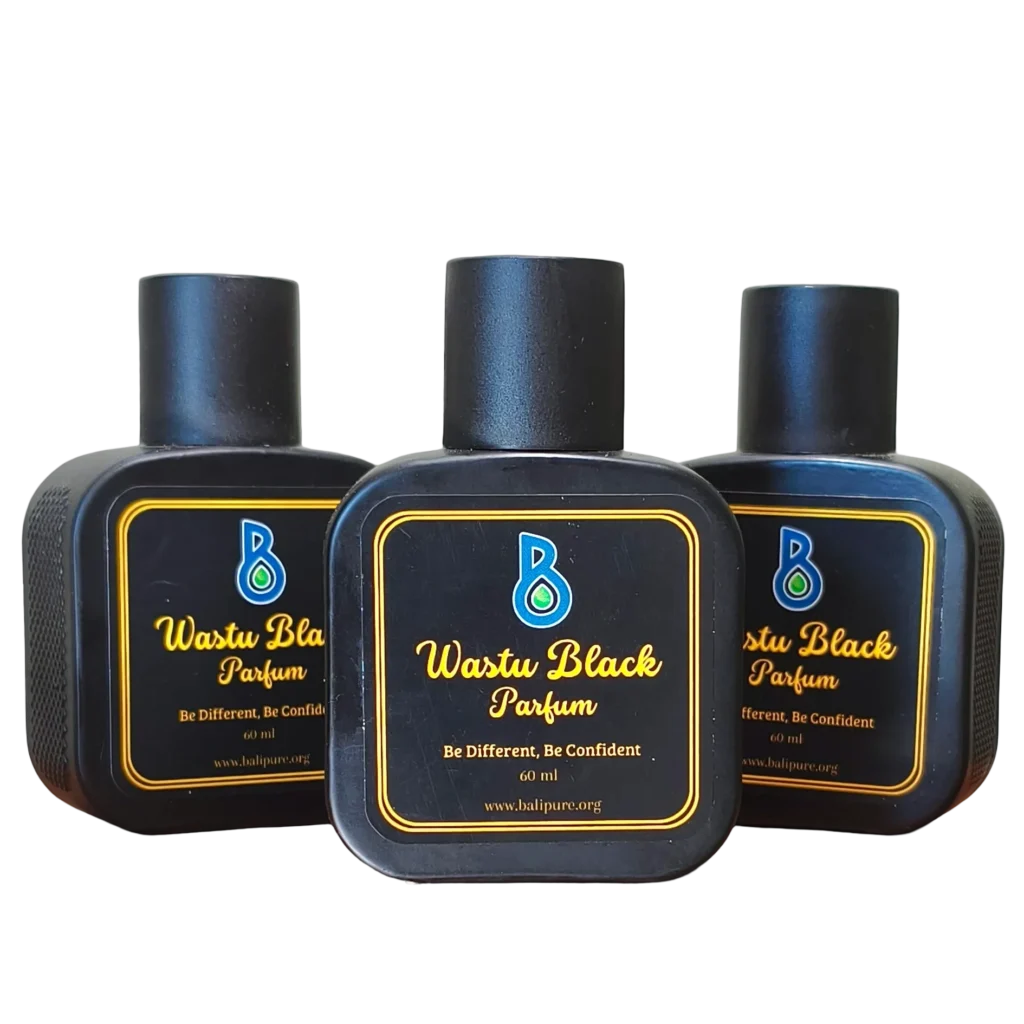 Three 60ml bottles of Bali Pure Wastu Black Parfume